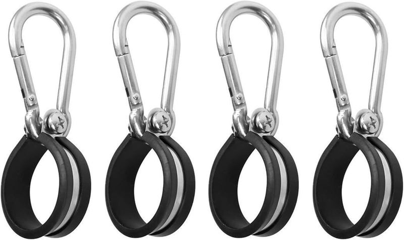 Funnytek Hanger Bracket Mounting Assembly Rubber Cushioned Stainless Steel Airpower Line Clamp for 3-in-1 Wrap Air Hose Lines for Tractor Trailer Semi Truck (4 Pcs) - Image 1
